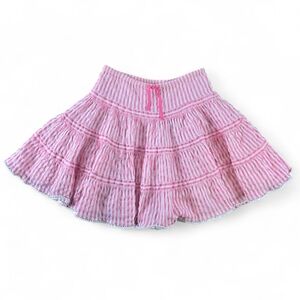 Mini Boden Girls Pink Striped Tiered Skirt Size 6-7Y 122cm Cotton Blend